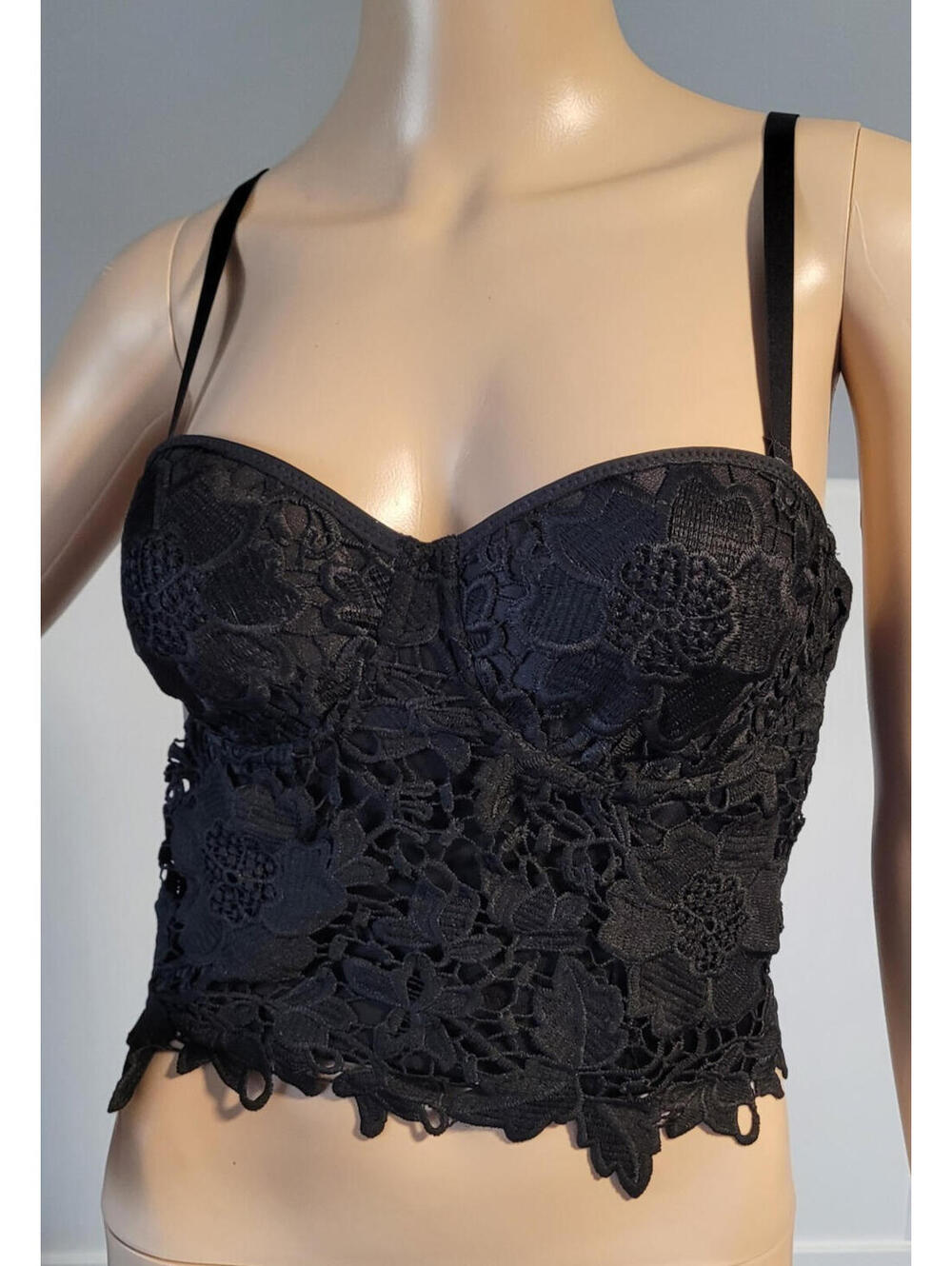 Women Sexy Women's Medium Black Lace Bustier Corset Bustier N8595